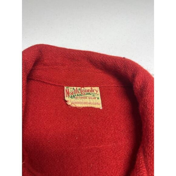 Vintage 40s Mens North Country Wool Double Pocket Button Shirt Jacket Red USA - Picture 4 of 9